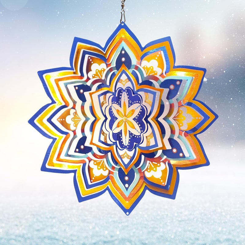 Eiryhope Mandala Wind Spinner - Starry Sky Design | 12-Inch Laser Cut Stainless Steel, Rustproof 3D Kinetic Hanging Wind Sculptures & Spinners for Indoor/Outdoor Garden Decor & Yard Art | Worth Gift - Image 1